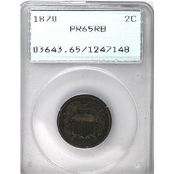 1870 2C PR65 Red and Brown PCGS.From The Antigo Collec 