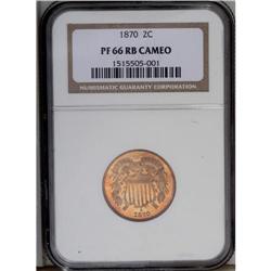 1870 2C PR66 Cameo NGC. Only four cameo proofs appear 