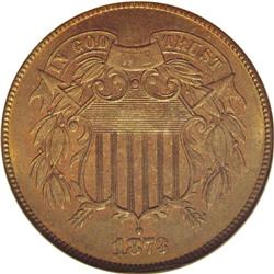 1873 2C Open 3 PR65 Brown NGC. Variegated tan, golden- 