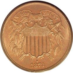 1873 2C OPEN 3 PR65 Red and Brown PCGS.From The Antigo 