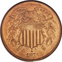 1873 2C Open 3 PR64 Red PCGS. The Open 3 1873 two cent 