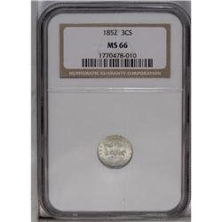 1852 3CS MS66 NGC. A well-preserved and virtually unto 