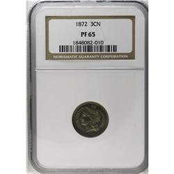 1872 3CN PR65 NGC. Champagne and olive patina covers s 