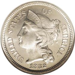 1882 3CN PR67 Ultra Cameo NGC. This is one of the fine 