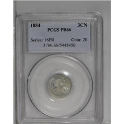 1884 3CN PR66 PCGS. The nearly immaculate surfaces hav 