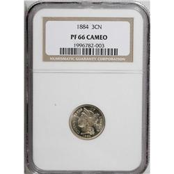 1884 3CN PR66 Cameo NGC. The reflective fields, gold-g 
