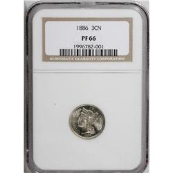 1886 3CN PR66 NGC. An attractive and detailed silver-g 
