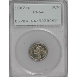 1887/6 3CN PR64 PCGS. The underdigit is plain under ma 