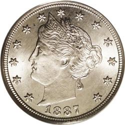 1887 5C MS66 PCGS. An impressive example that is tied 