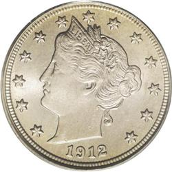 1912 5C MS66 PCGS. Blends of rose, apple-green, and go 