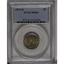 1912-D 5C MS64 PCGS. Gray and gold toning covers the q 