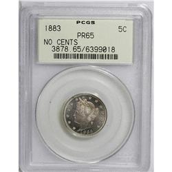 1883 5C No Cents PR65 PCGS. An elegant Gem with dove-g 
