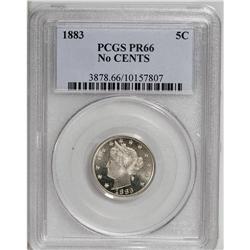 1883 5C No Cents PR66 PCGS. Crisply detailed and exper 