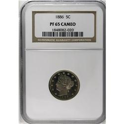 1886 5C PR65 Cameo NGC. The mirror fields help create 
