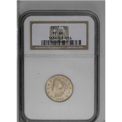 1897 5C PR66 NGC. A blush of rose appears on Liberty a 