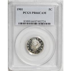 1901 5C PR66 Cameo PCGS. A lovely Premium Gem, essenti 