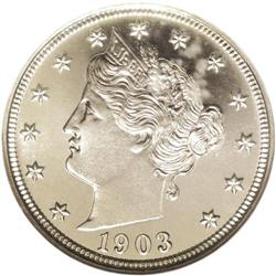 1903 5C PR67 Cameo NGC. Both sides of this Superb Gem 