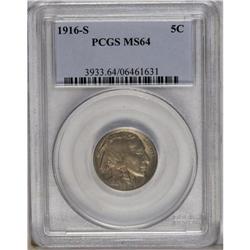 1916-S 5C MS64 PCGS. Choice and nicely struck, with sa 