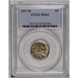 1917-D 5C MS64 PCGS. Choice with an attractive patina 