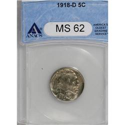 1918-D 5C MS62 ANACS. A well struck Mint State example 