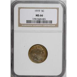 1919 5C MS66 NGC. Russet and sunset-orange patina surr 