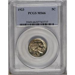 1923 5C MS66 PCGS. This exquisitely struck Premium Gem 