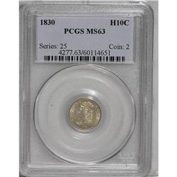 1830 H10C MS63 PCGS. V-3, LM-4.1, R-2. A slender die c 