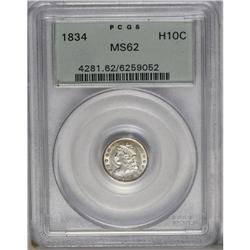 1834 H10C MS62 PCGS. V-4, LM-4, R.1. Brilliant and lar 