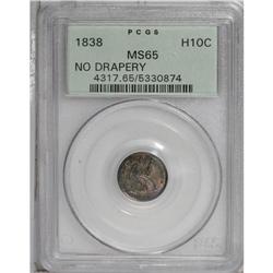 1838 H10C Large Stars MS65 PCGS. Rich plum-red and app 