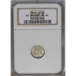 1840 H10C No Drapery MS64 NGC. Subtle, satiny luster a 