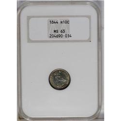 1844 H10C MS63 NGC. On the obverse, light apricot toni 