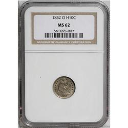 1852-O H10C MS62 NGC. Subtly lustrous with thick blue- 