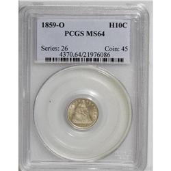1859-O H10C MS64 PCGS. Pale gold patina covers most of 