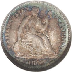 1860 H10C MS67 NGC. The coin''s thick mint frost glows 