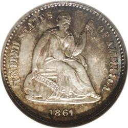 1861/0 H10C MS65 NGC. A deeply toned and richly detail 