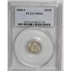 1868-S H10C MS64 PCGS. Choice with blue-gray on gray s 