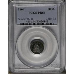 1868 H10C PR64 PCGS. A deeply toned near-Gem that disp 