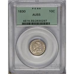 1830 10C Medium 10C AU55 PCGS. Light, even wear appear 