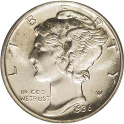 1936 10C PR65 PCGS. This scarce, first-year of issue f 