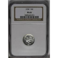 1936 10C PR65 NGC. Crisply struck and untoned with hig 