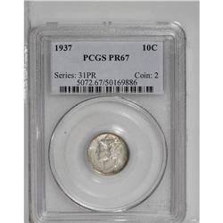 1937 10C PR67 PCGS. Rich golden-brown and apple-green 