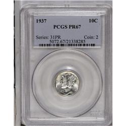 1937 10C PR67 PCGS. This Superb Gem is an essentially 