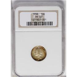 1938 10C PR67 NGC. The obverse''s practically flawless 