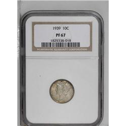 1939 10C PR67 NGC. Peach, lemon, and forest-green colo 