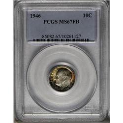 1946 10C MS67 Full Bands PCGS. Lovely golden-brown, se 