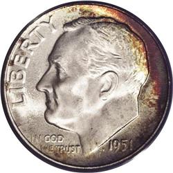 1951-S 10C MS68 Full Bands PCGS. Both sides are highly 