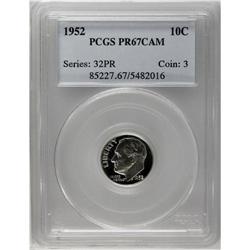 1952 10C PR67 Cameo PCGS. A flashy black-and-white cam 