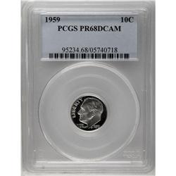 1959 10C PR68 Deep Cameo PCGS. This piece''s striking 