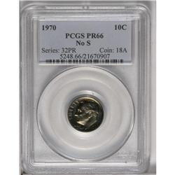 1970 10C No S PR66 PCGS. It is estimated that only 2,2 