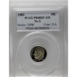 1983 10C No S PR68 Deep Cameo PCGS. Essentially perfec 